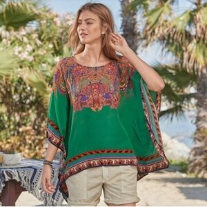 Sundance Sunrise Paisley Kaftan Top EUC